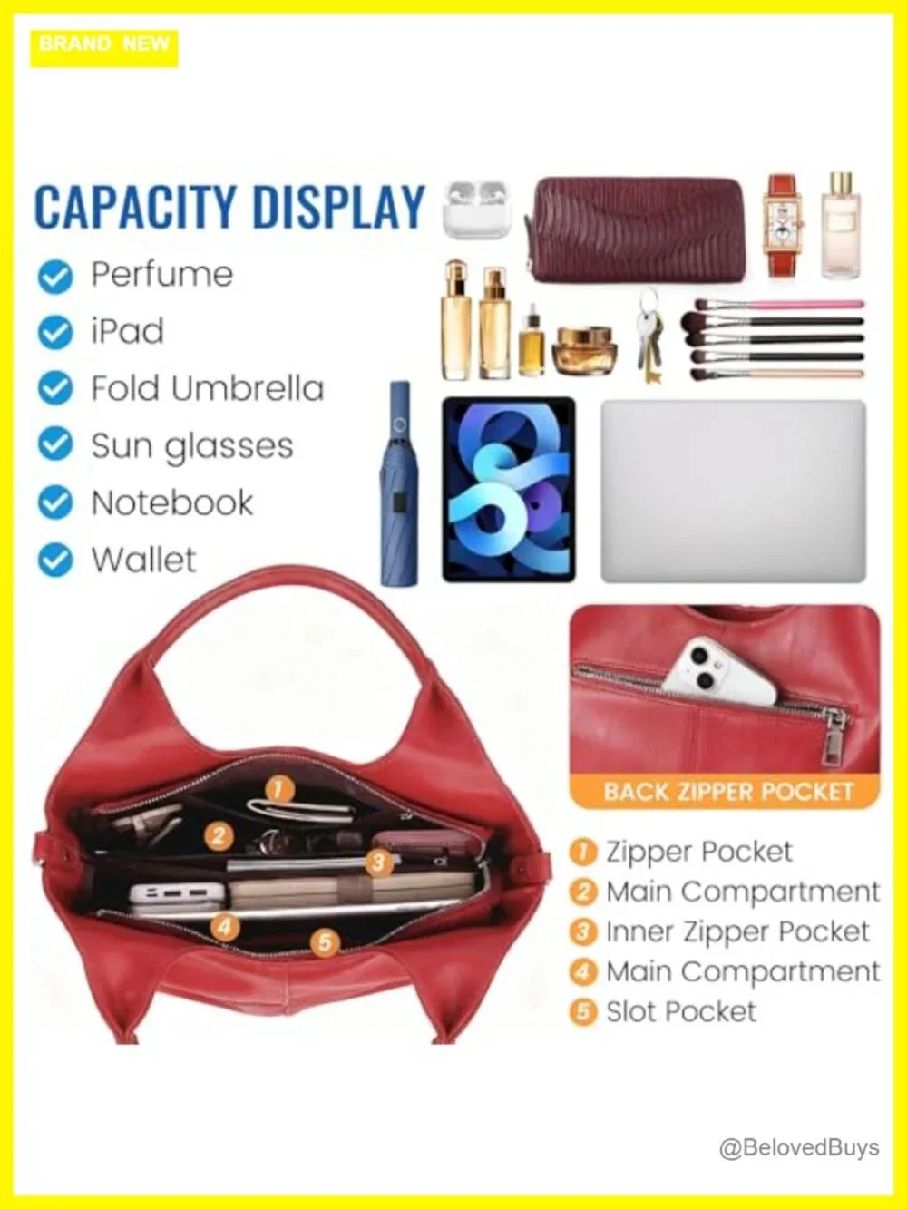 Vegan Leather Tote Hobo Bag with Detachable Satchel Strap